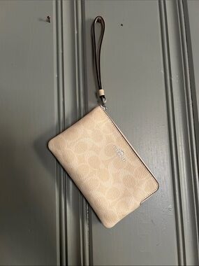 Coach Butter Yellow Signature Zip Wristlet